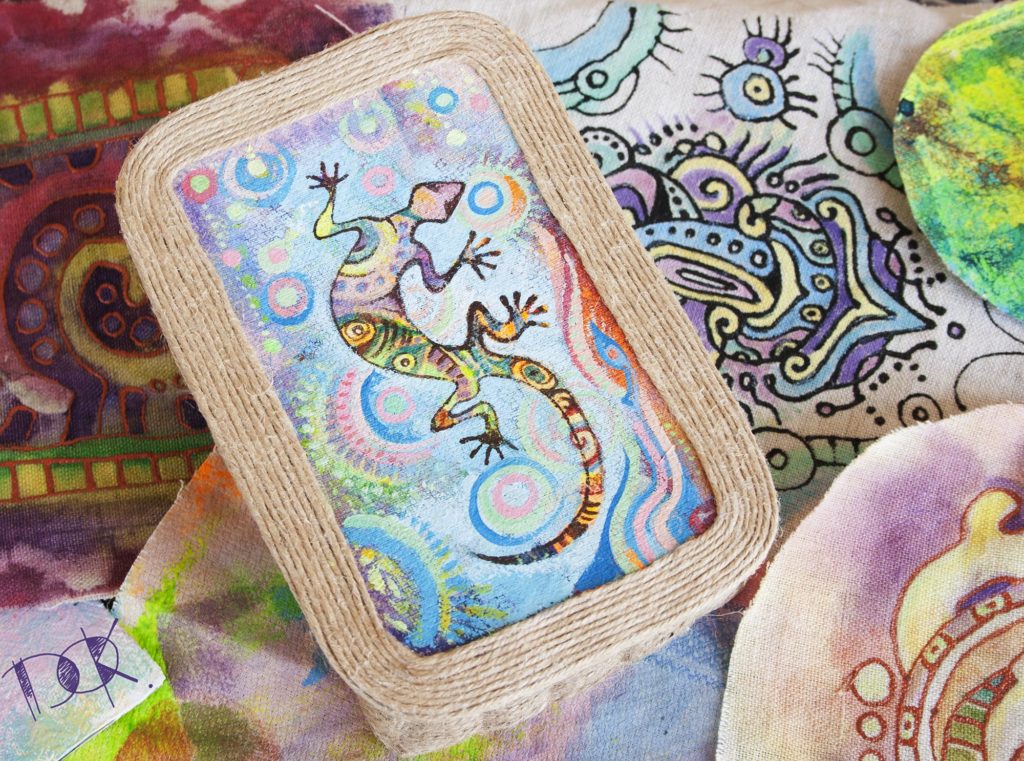 Авторская плетеная шкатулка с изображением ящерицы Мастерская ДОк